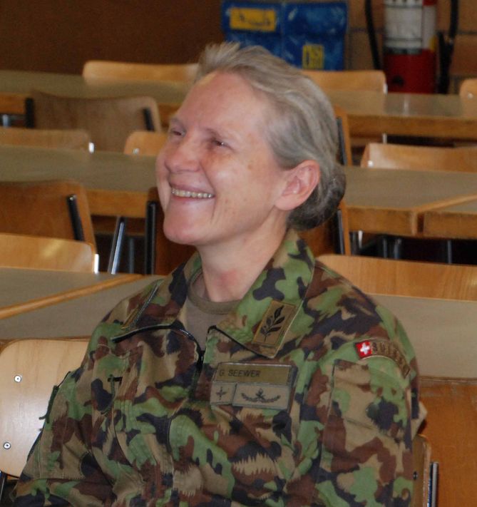 Die höchste Frau der Schweizer Armee, Brigadier Germaine J.F. Seewer, Kommandantin der Führungsunterstützungsbrigade 41 /SKS