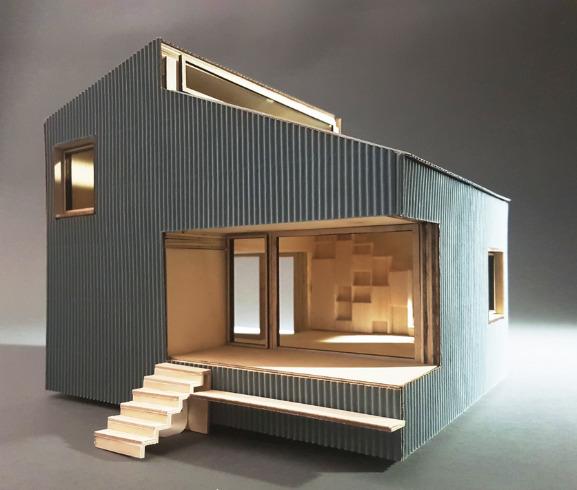 Holzbau Schweiz Projekt „Porch“ von Antonella Carfi und Sela Farner Fassade Eternit Ondapress 36 Nobilis N511 (Bild: zvg)