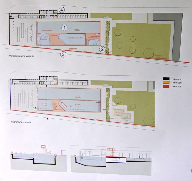 Übersichtsplan für die Sanierung des Freibades Ygruben in Glarus