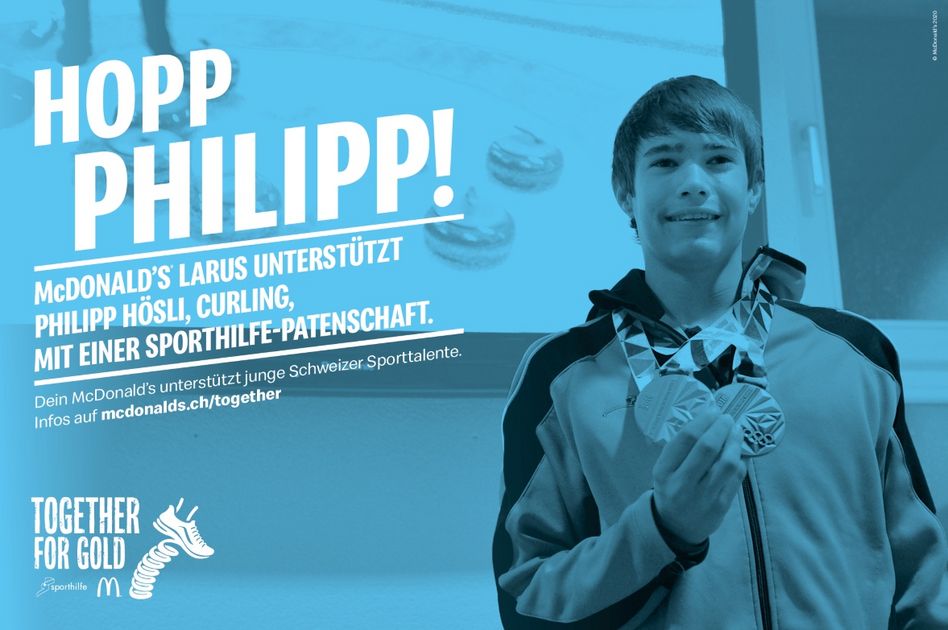 Im Kanton Glarus unterstützt McDonald’s den Curlingspieler Philipp Hösli im fünften (Bild: zvg)
