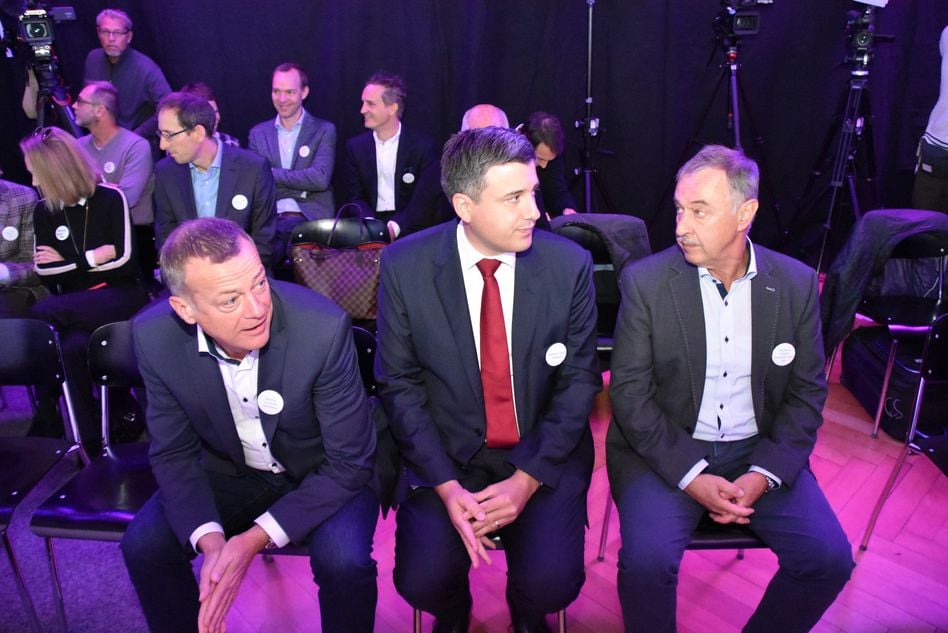 (v.l.n.r.) Martin Landolt, Nationalrat; Mathias Zopfi, Ständerat und Mathias Vögeli, Gemeindepräsident Glarus Süd