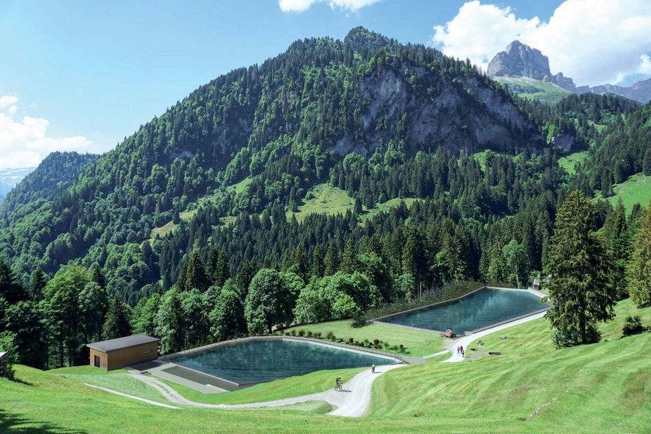 So soll das Ausgleichsbecken des Kraftwerks Luchsingerbach dereinst aussehen • (Foto: Technische Betriebe Glarus)