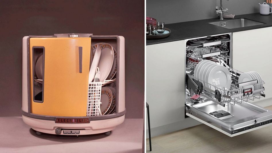 Geschirrspülmaschine gestern und heute: Die «runde Dose» von 1959 (links) könnte eines der Haushaltgeräte sein, die dereinst im Schaulager in Schwanden gezeigt werden • (Foto: Electrolux AG)