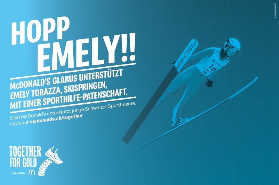 Das McDonald’s-Restaurant Glarus unterstützt die Jungskispringerin Emely Torazza. (zvg)