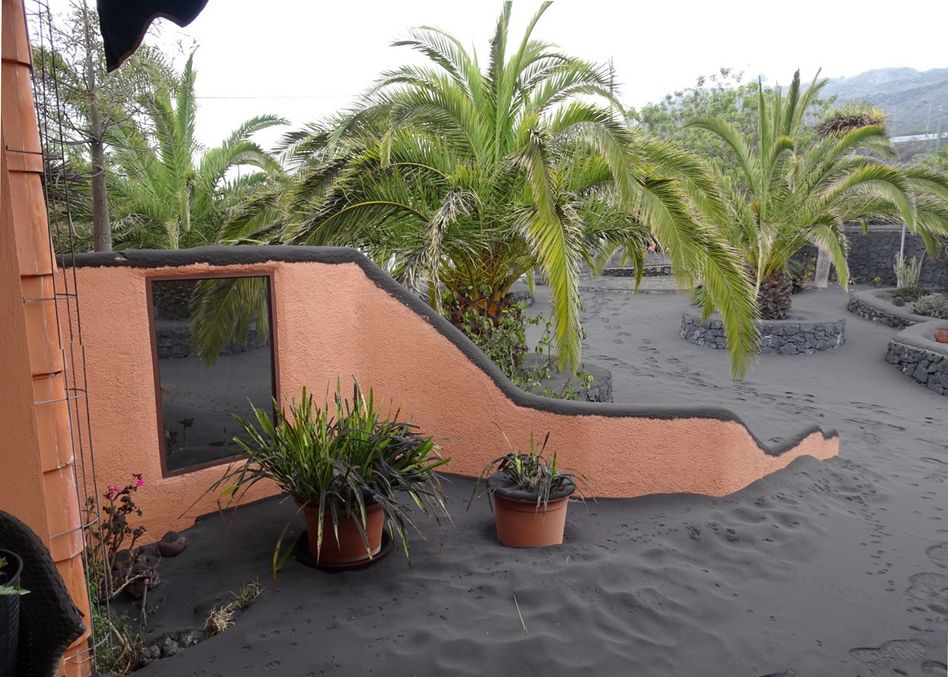Ein Blick in den Garten von Peter Tschudi auf der Inssel La Palma nach dem Vulkanausbruch (Bilder: p.tschudi zvg)