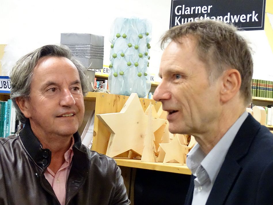 Res Strehle (rechts) im Gespräch mit Martin Beglinger