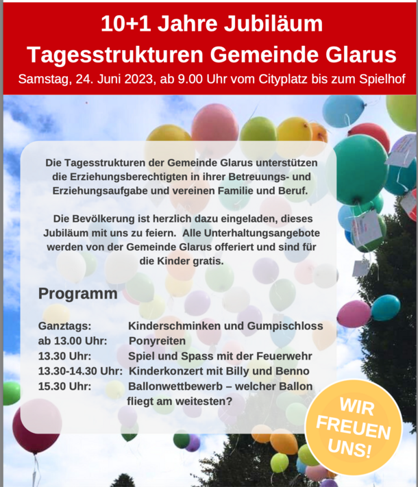 Jubiläum: 10+1-Jahre-Tagesstrukturen der Gemeinde Glarus